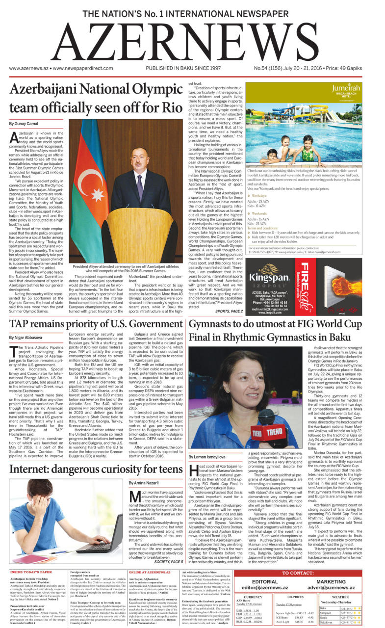 AZERNEWS releases another print issue