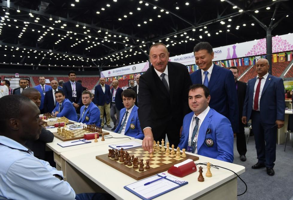 President Aliyev attends Chess Olympiad's 1st round opening [UPDATE] [PHOTO]