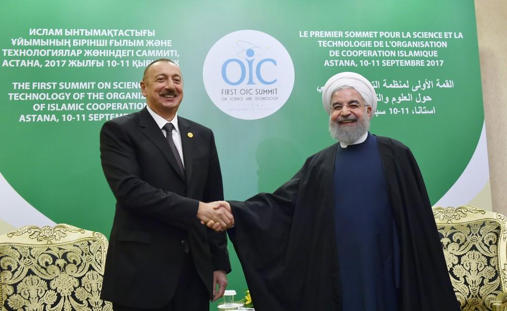 Ilham Aliyev meets with Iranian president in Astana [PHOTO]