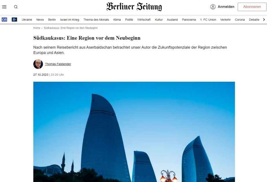 Berliner Zeitung publishes article on latest events in South Caucasus region