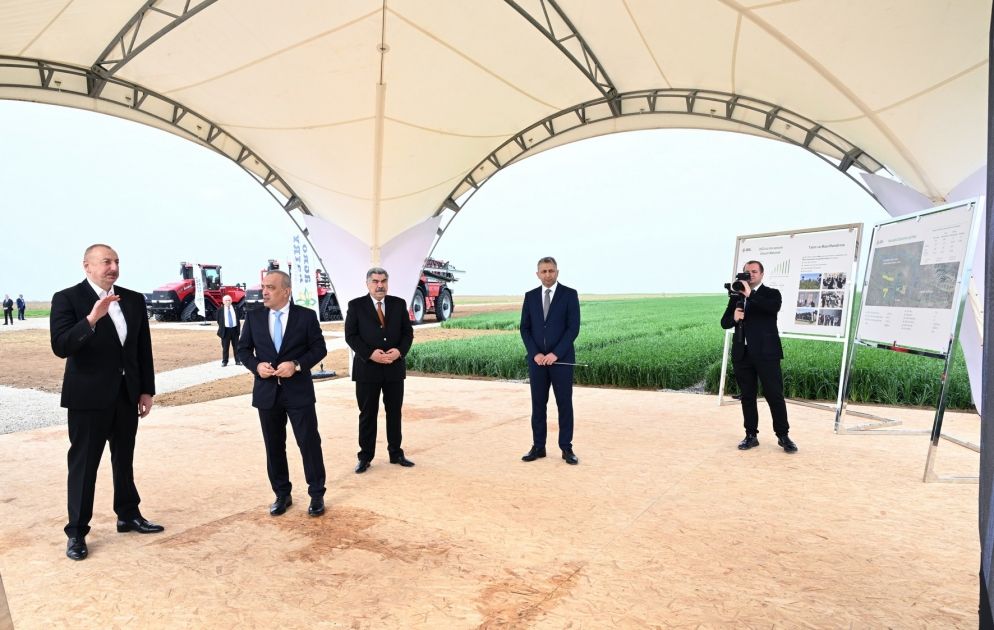 President Ilham Aliyev visits complex of irrigation facilities aimed at delivering water to land owned by “Agro Dairy” LLC in Hajigabul [PHOTOS/VIDEO]