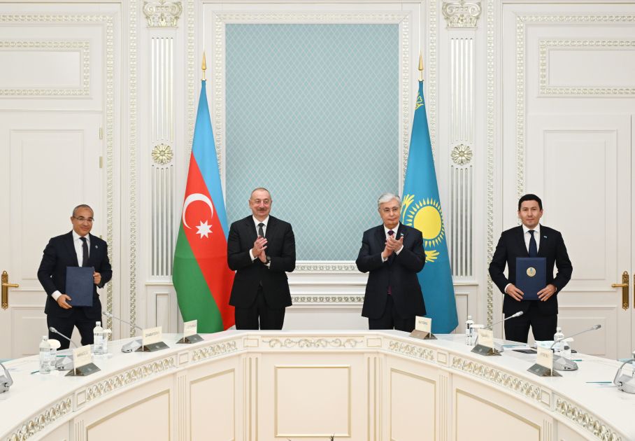Astana hosts ceremony to exchange Shareholders Agreement signed between Azerbaijan and Kazakhstan [PHOTOS/VIDEO]
