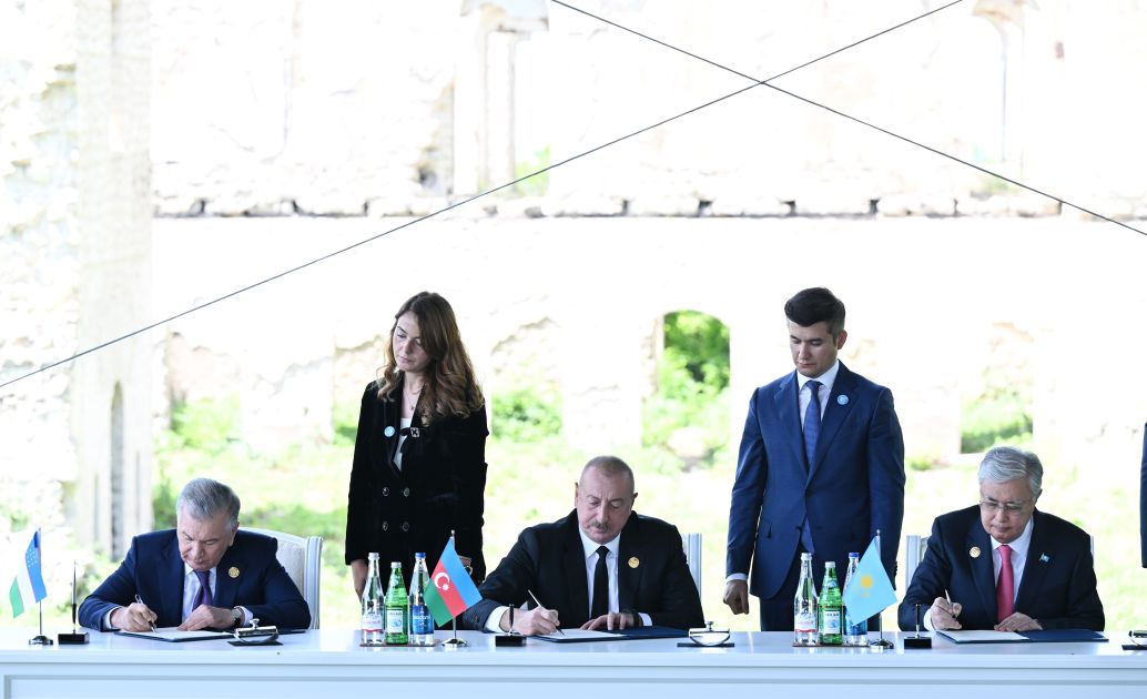 Ceremony of signing Garabagh Declaration of Informal Summit of Organization of Turkic States held in Shusha [VIDEO]