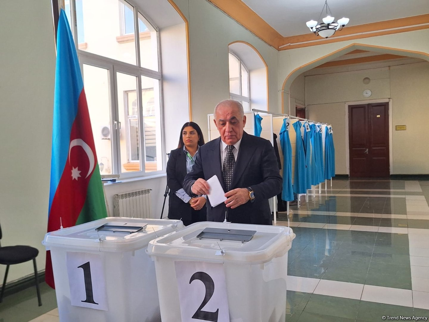 Azerbaijani PM Asadov casts his vote in parliamentary election