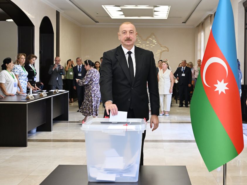 President Ilham Aliyev, First Lady Mehriban Aliyeva, and their daughter Leyla Aliyeva voted in snap parliamentary elections [UPDATED/VIDEO]