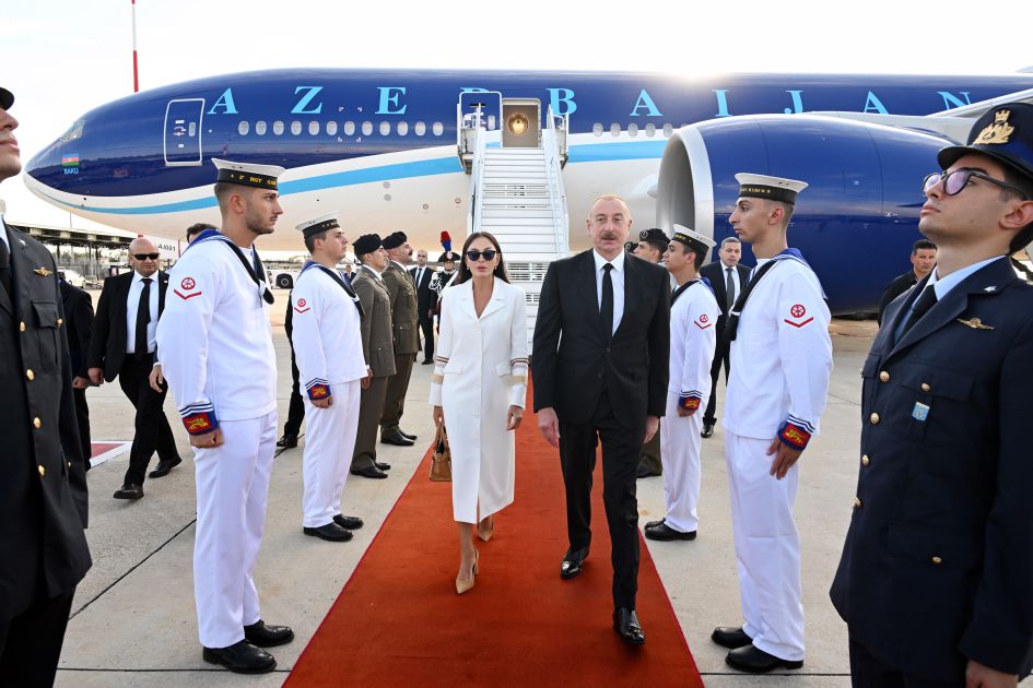 President Ilham Aliyev arrives in Italy for working visit [PHOTOS]