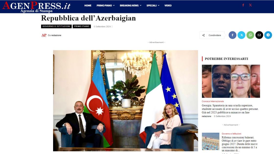 Italian media extensively covers President Ilham Aliyev's visit to country [PHOTOS]