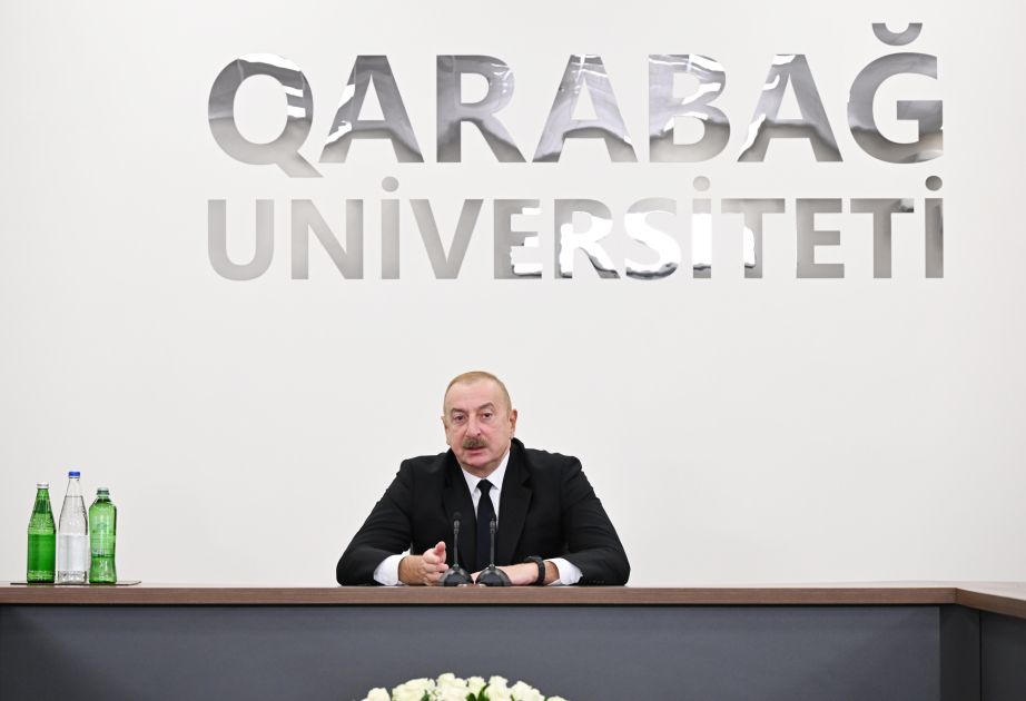 Azerbaijani president attends inauguration of renovated Garabagh University