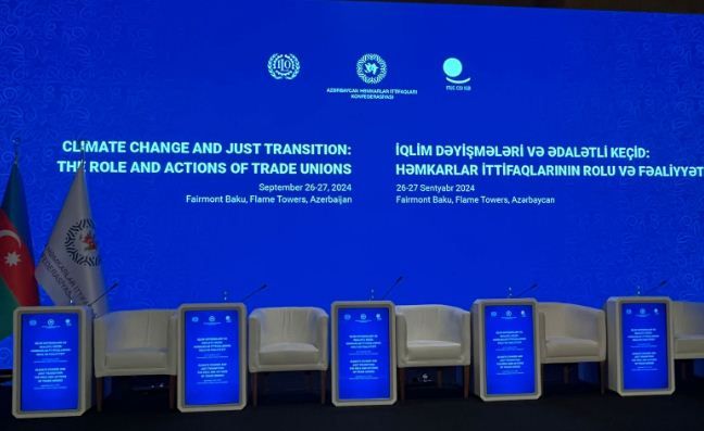 Intl conference on Trade Unions' Role in Climate Change and Just Transition kicks off in Baku