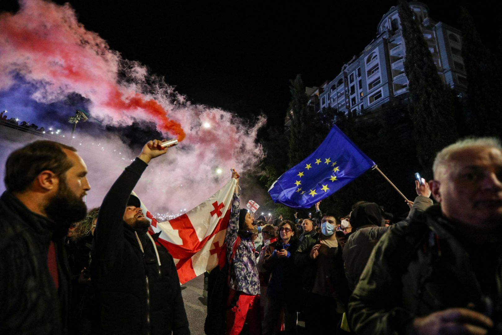 Protest in Tbilisi leads to hundred detained, officers injured