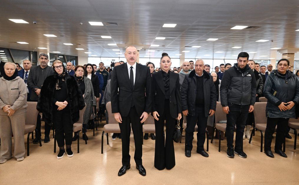 President Ilham Aliyev, First Lady Mehriban Aliyeva attend farewell ceremony for AZAL plane crash crew [PHOTOS/VIDEO]