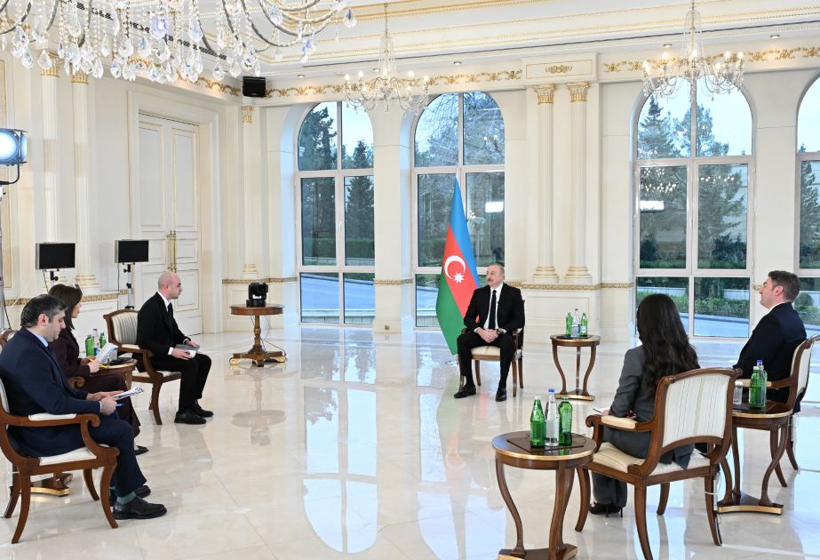 Azerbaijani President Ilham Aliyev interviewed by local TV channels [PHOTOS/VIDEO]