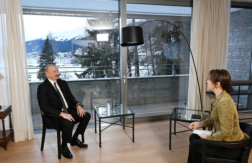 President Ilham Aliyev interviewed by China's CGTN news channel in Davos [PHOTOS]