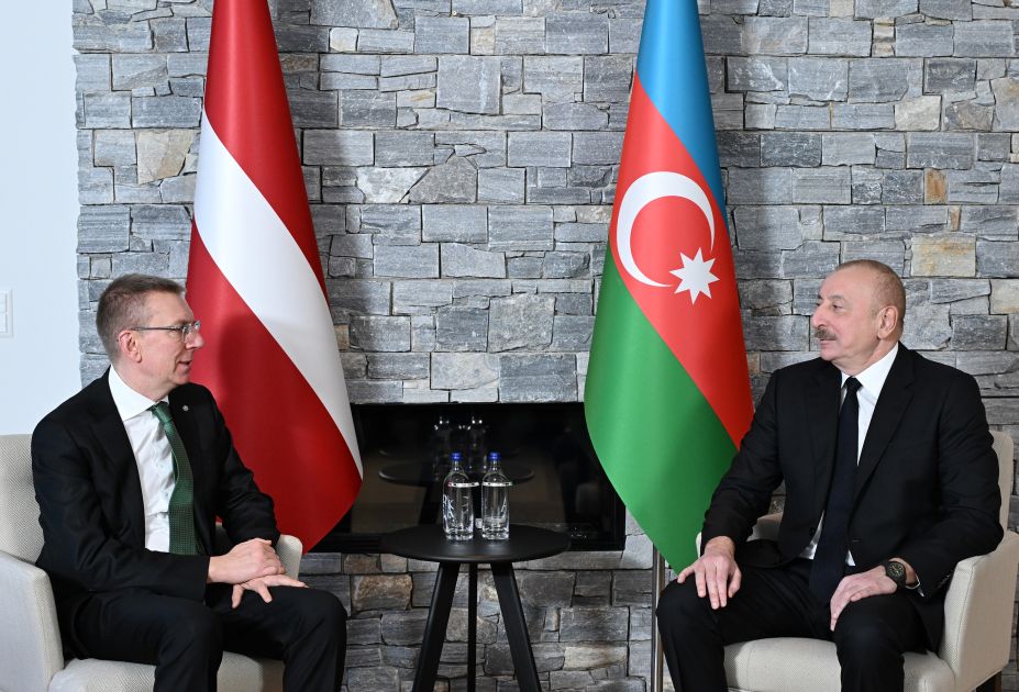 President Ilham Aliyev met with Latvian President in Davos [PHOTO/VIDEO]