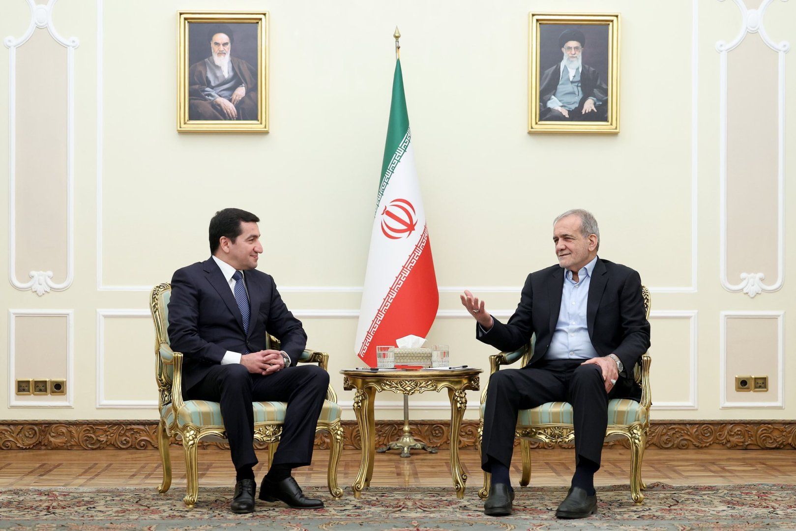 Hikmet Hajiyev meets with Iranian President Masoud Pezeshkian [PHOTOS]