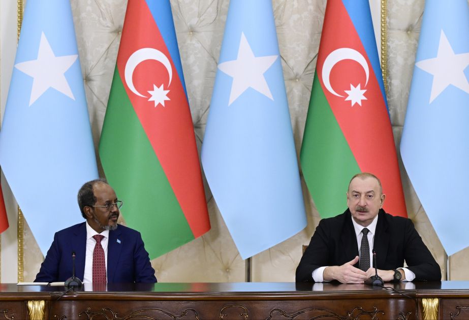 Presidents of Azerbaijan and Somalia make press statements [PHOTOS]